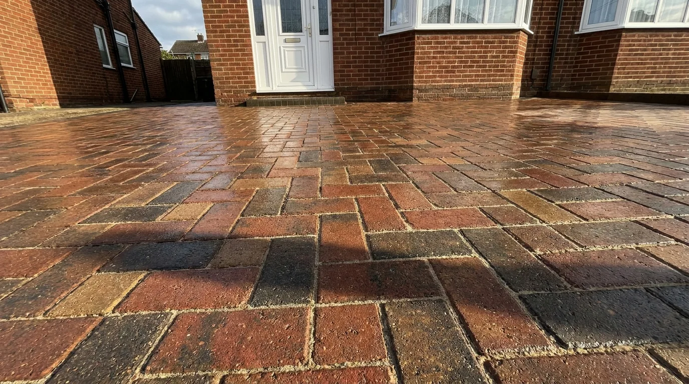 Block paving driveway after cleaning