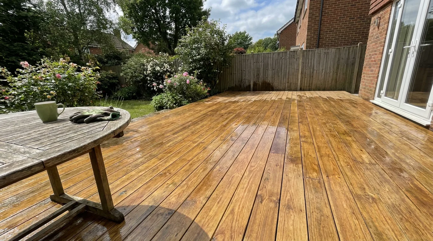 Garden decking after cleaning