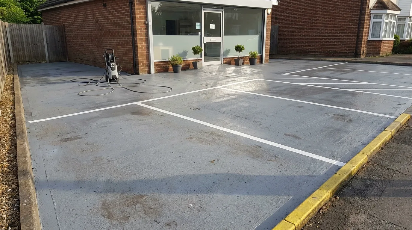Commercial forecourt after cleaning