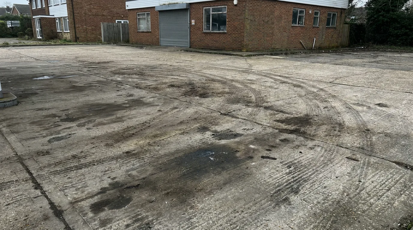 Commercial forecourt before cleaning